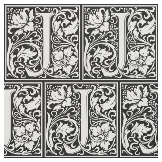 Brief J Middeleeuws Monogram Art Nouveau Stof (Swatch)