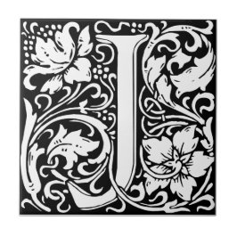 Brief J Middeleeuws Monogram Art Nouveau Tegeltje