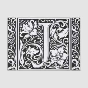 Brief J Middeleeuws Monogram Art Nouveau Tissuepapier
