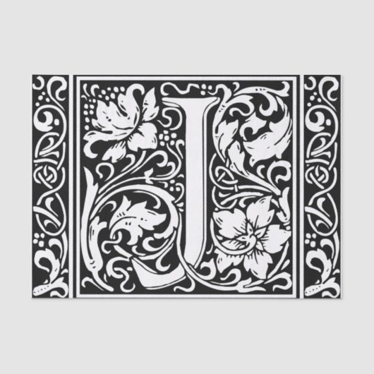 Brief J Middeleeuws Monogram Art Nouveau Tissuepapier (Voorkant)