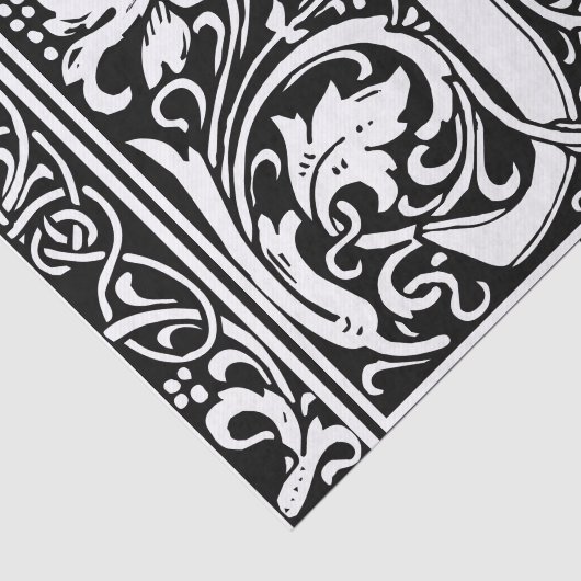 Brief J Middeleeuws Monogram Art Nouveau Tissuepapier (Detail)