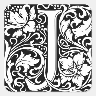 Brief J Middeleeuws Monogram Art Nouveau Vierkante Sticker