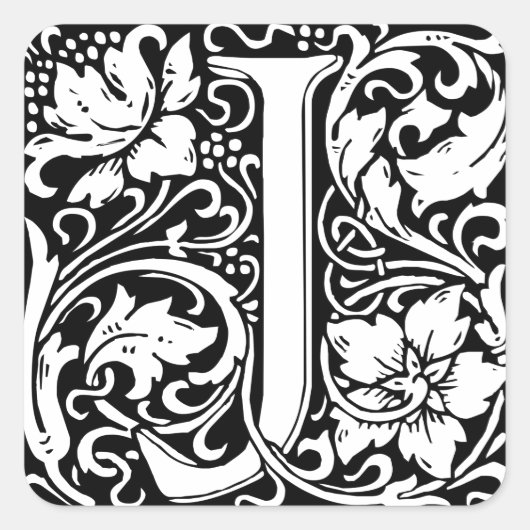 Brief J Middeleeuws Monogram Art Nouveau Vierkante Sticker (Voorkant)
