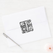 Brief J Middeleeuws Monogram Art Nouveau Vierkante Sticker (Envelop)