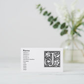 Brief J Middeleeuws Monogram Art Nouveau Visitekaartje (Staand voorkant)
