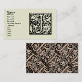 Brief J Middeleeuws Monogram Art Nouveau Visitekaartje (Voorkant / Achterkant)