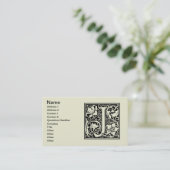 Brief J Middeleeuws Monogram Art Nouveau Visitekaartje (Staand voorkant)
