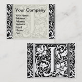Brief J Middeleeuws Monogram Art Nouveau Visitekaartje (Voorkant / Achterkant)