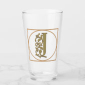 BRIEF J MONOGRAM Mooie Bruiloft Nieuw Thuisgeschen Glas (Voorkant)
