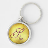 Brief K Burgundy Faux Pearl Sleutelhanger (Voorkant)