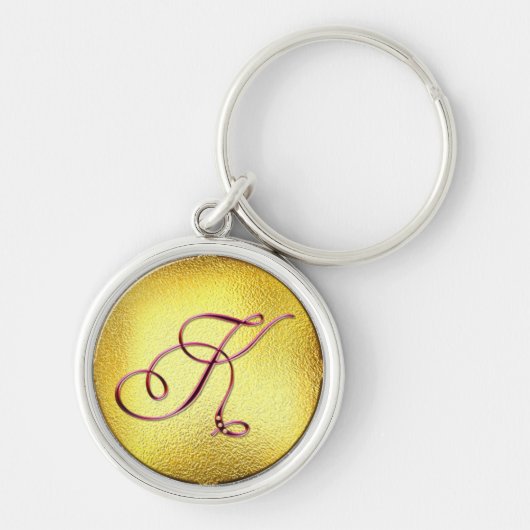 Brief K Burgundy Faux Pearl Sleutelhanger (Voorkant)