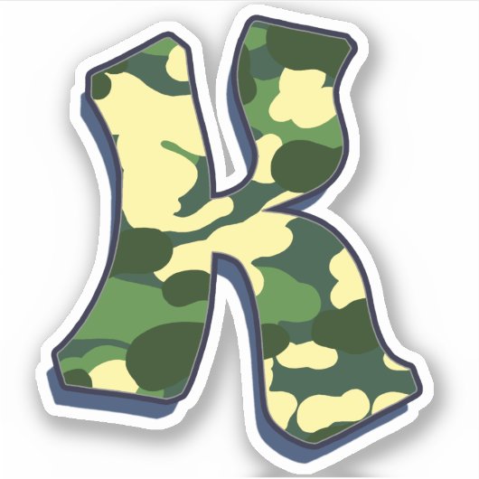 Brief K - Camo Green Sticker (Voorkant)