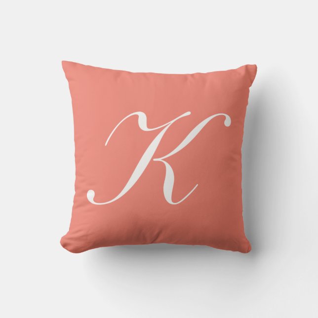 Brief K Coral Monogram Pillow Kussen (Voorkant)