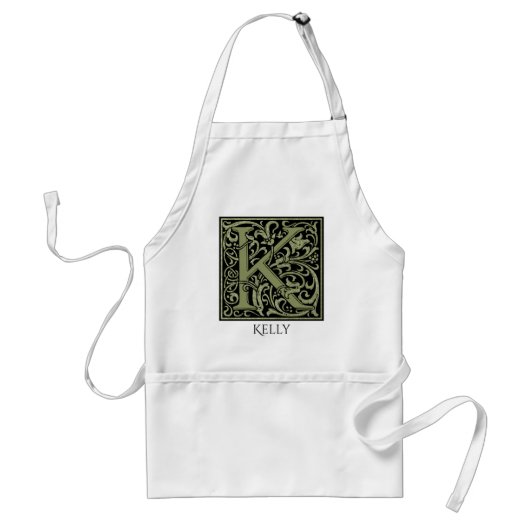 Brief K Eerste Letter Monogram gepersonaliseerd Standaard Schort (Voorkant)