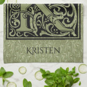 Brief K Eerste Letter Monogram gepersonaliseerd Theedoek (Gevouwen)