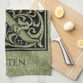 Brief K Eerste Letter Monogram gepersonaliseerd Theedoek (Quarter Fold)