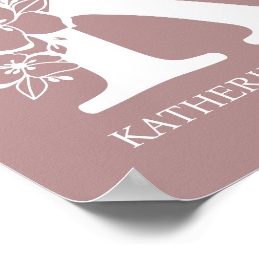 Brief K Floral Monogram Naam Nursery Modern Poster (Hoek)