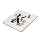 Brief K Floral Waterverf Butterfly Monogram Tegeltje (Zijkant)