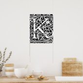Brief K Medieval Monogram Initiaal Poster (Keuken)