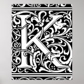 Brief K Medieval Monogram Initiaal Poster (Voorkant)