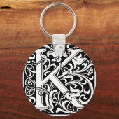 Brief K Medieval Monogram Initiaal Sleutelhanger (Voorkant)