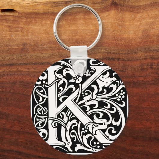 Brief K Medieval Monogram  Initiaal Sleutelhanger (Voorkant)