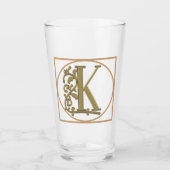 BRIEF K MONOGRAM Beauful Wedding New Home Gift Glas (Voorkant)