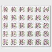 Brief K Monogram Fleur de lis Cadeaupapier (Vlak)