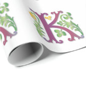 Brief K Monogram Fleur de lis Cadeaupapier (Rol Hoek)