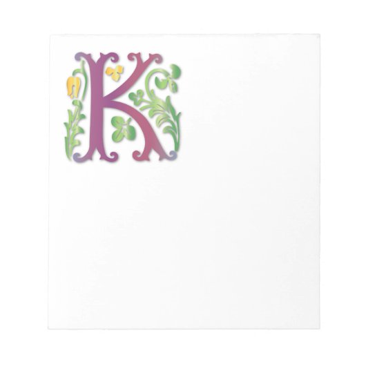 Brief K Monogram Fleur de lis Notitieblok (Voorkant)
