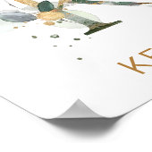 Brief K Monogram Groen goudbladerblad Nursery Poster (Hoek)