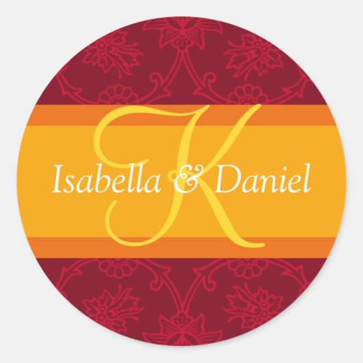 Brief K voor huwelijksuitnodigingszegels Ronde Sticker (Voorkant)