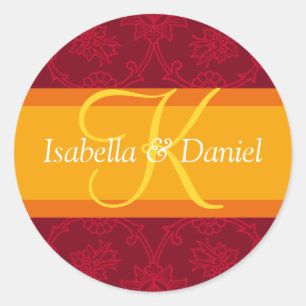 Brief K voor huwelijksuitnodigingszegels Ronde Sticker