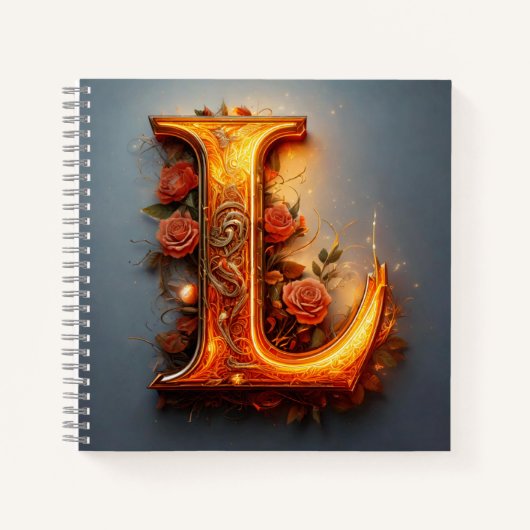 Brief (L) met roze rozen Notitieboek (Voorkant)