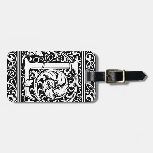 Brief L Middeleeuws Monogram Art Nouveau Bagagelabel (Voorkant horizontaal)