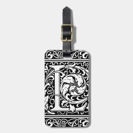 Brief L Middeleeuws Monogram Art Nouveau Bagagelabel (Voorkant verticaal)