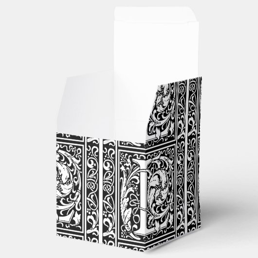 Brief L Middeleeuws Monogram Art Nouveau Bedankdoosjes (Geopend)