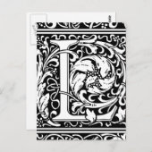 Brief L Middeleeuws Monogram Art Nouveau Briefkaart (Voorkant / Achterkant)