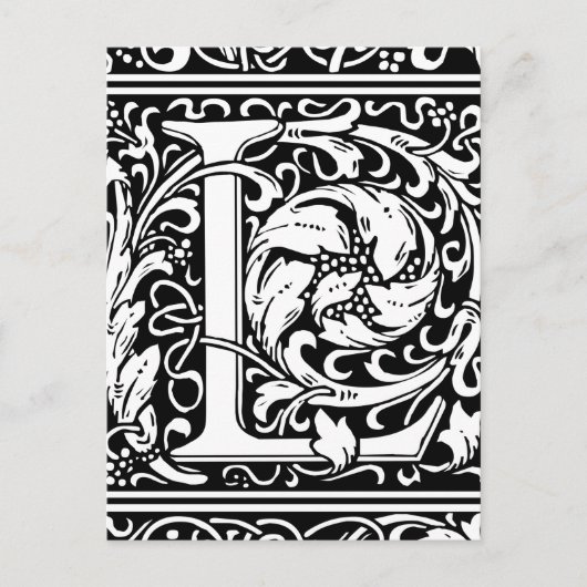 Brief L Middeleeuws Monogram Art Nouveau Briefkaart (Voorkant)