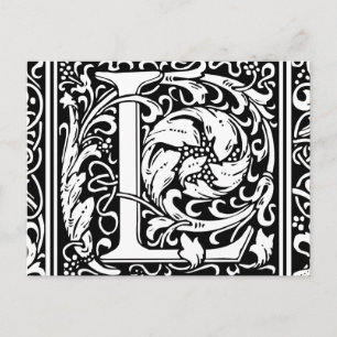 Brief L Middeleeuws Monogram Art Nouveau Briefkaart