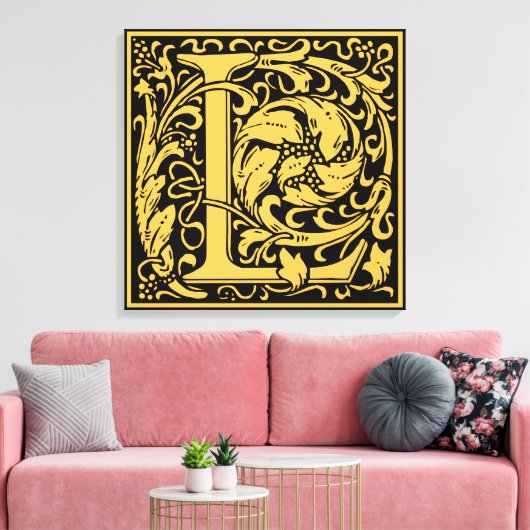 Brief L Middeleeuws Monogram Art Nouveau Canvas Afdruk (Insitu (Woonkamer))