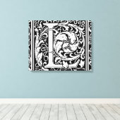 Brief L Middeleeuws Monogram Art Nouveau Canvas Afdruk (Insitu (Houten vloer))