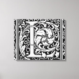 Brief L Middeleeuws Monogram Art Nouveau Canvas Afdruk