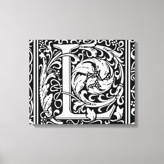 Brief L Middeleeuws Monogram Art Nouveau Canvas Afdruk (Voorkant)