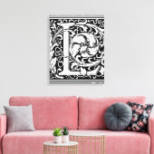 Brief L Middeleeuws Monogram Art Nouveau Canvas Afdruk (Insitu (Woonkamer))
