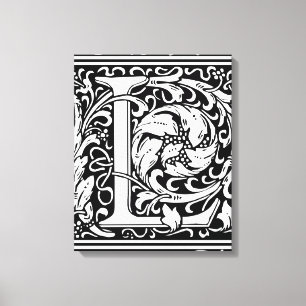 Brief L Middeleeuws Monogram Art Nouveau Canvas Afdruk