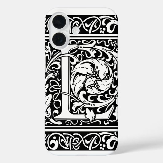 Brief L Middeleeuws Monogram Art Nouveau Case-Mate iPhone Case (Achterkant)