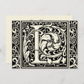 Brief L Middeleeuws Monogram Art Nouveau Kaart (Voorkant / Achterkant)
