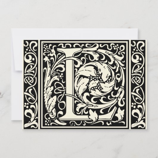 Brief L Middeleeuws Monogram Art Nouveau Kaart (Voorkant)
