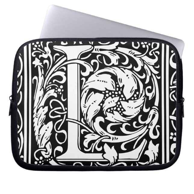 Brief L Middeleeuws Monogram Art Nouveau Laptop Sleeve (Voorkant)